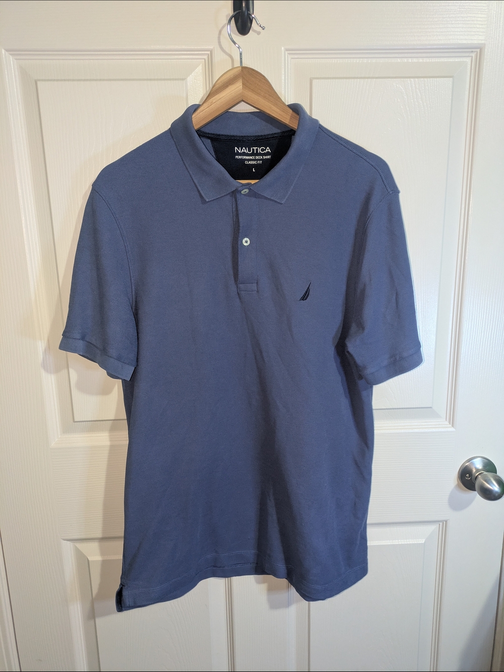 Nautica Men's Slate Blue Polo Shirt with Signature Sail Logo